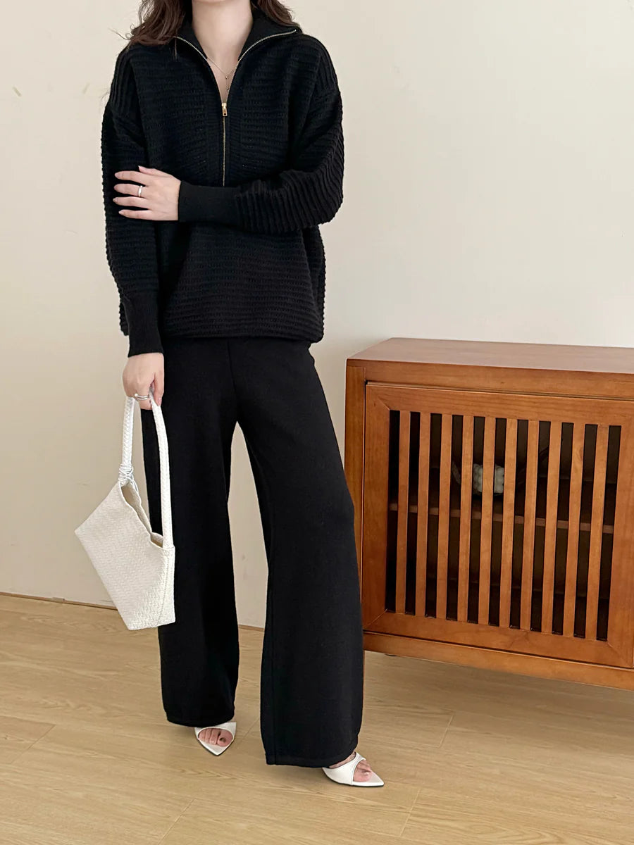 Lolo Knit Detail Suit Black