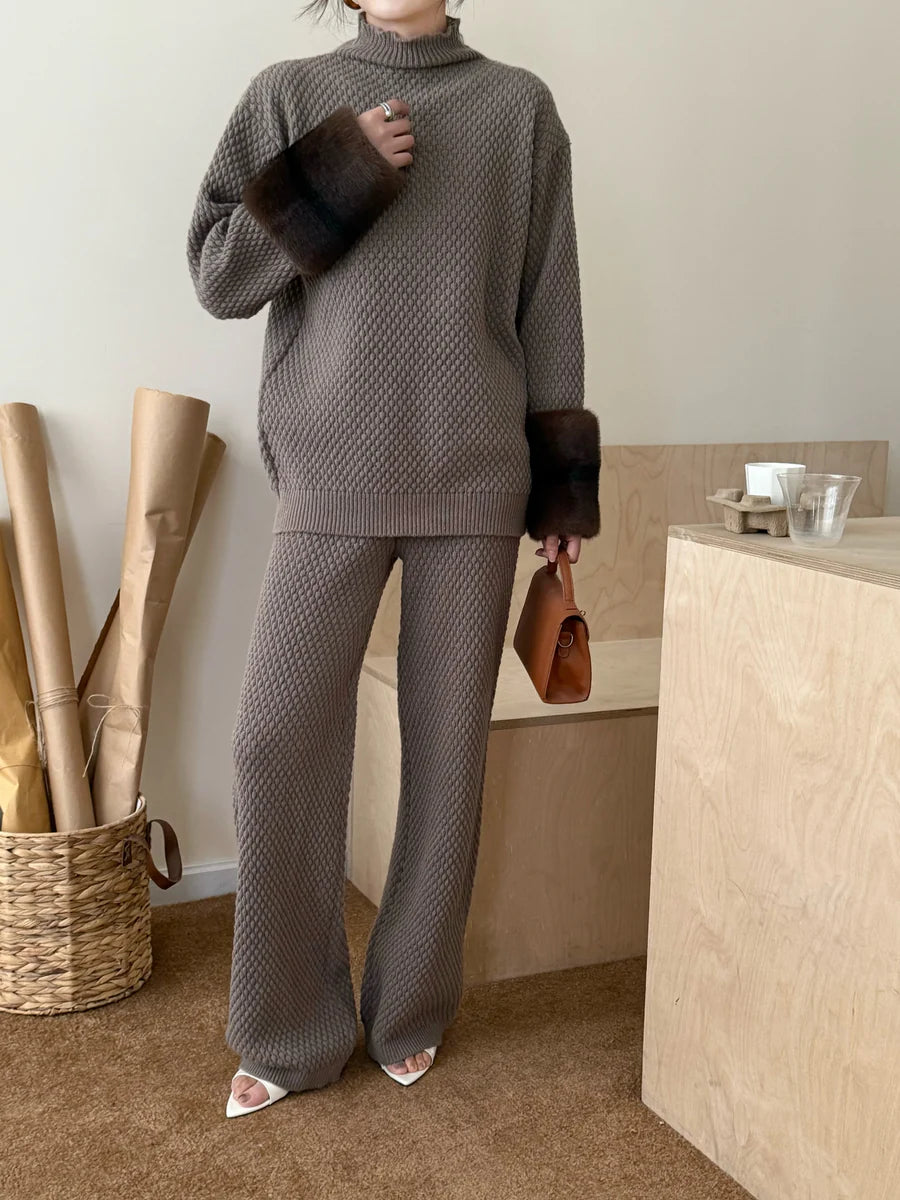 Gigi Fur Cuff Knit Suit