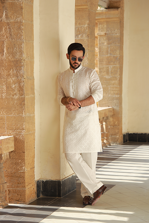 -AZAN- WHITE KURTA PAJAMA