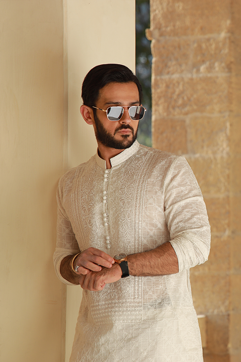 -AZAN- WHITE KURTA PAJAMA