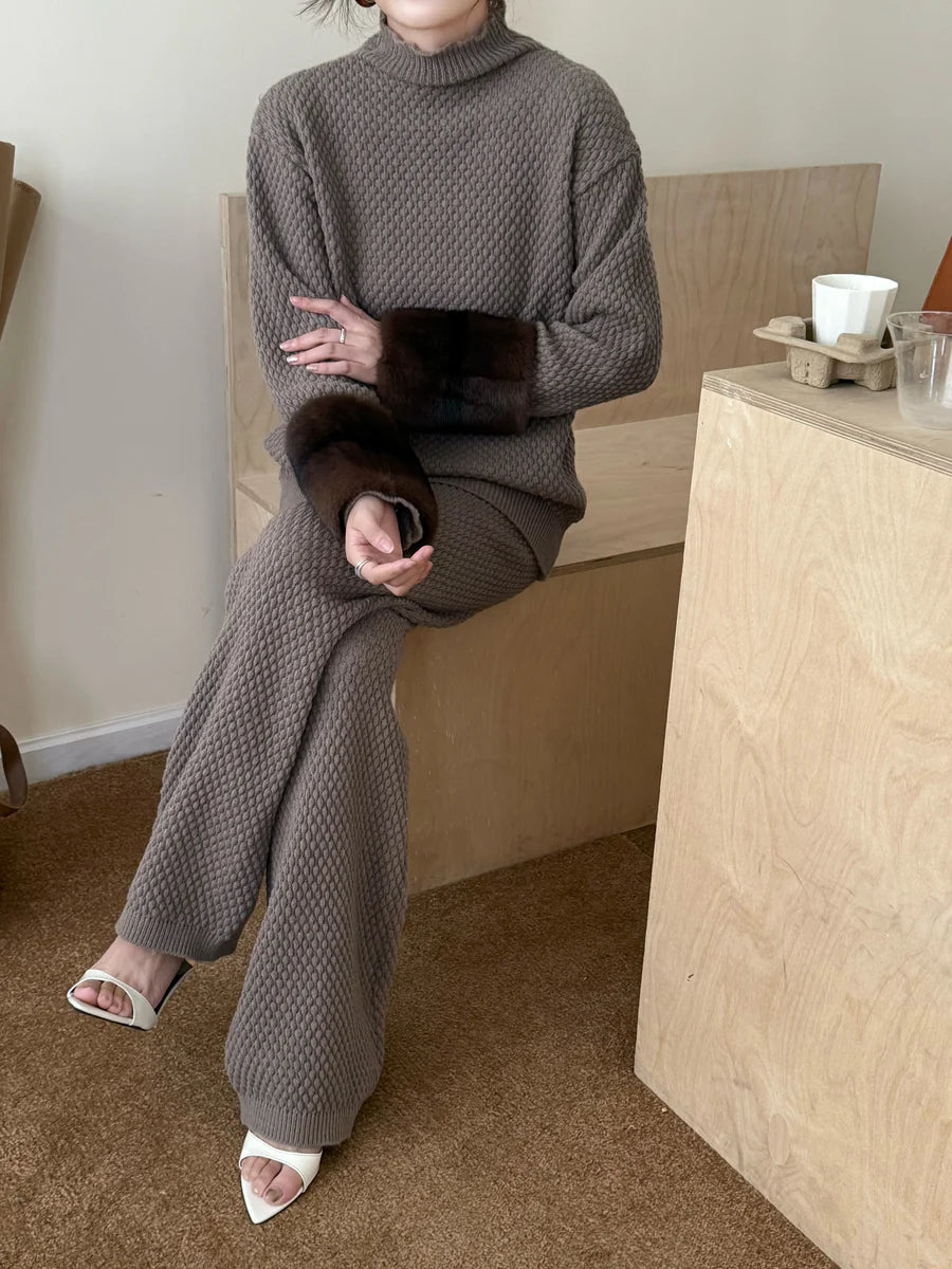 Gigi Fur Cuff Knit Suit