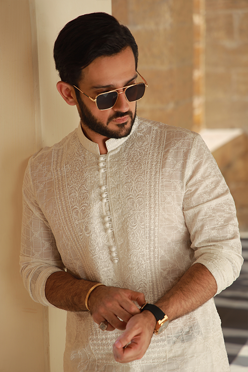 -AZAN- WHITE KURTA PAJAMA