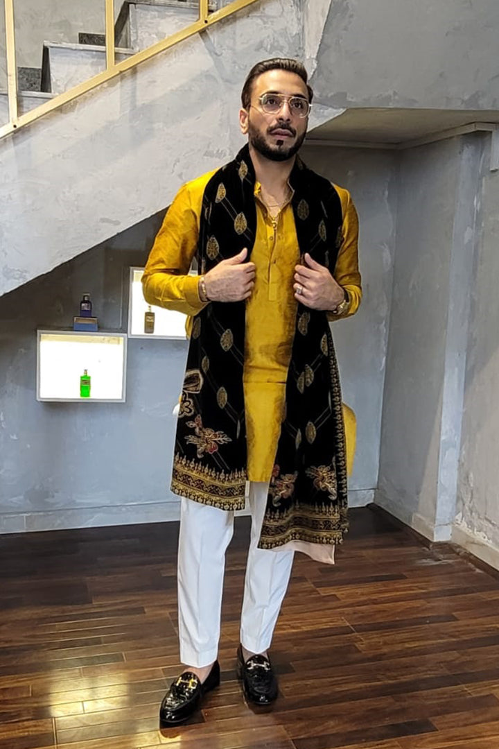 Mustard Yellow Silk Kurta Pajama