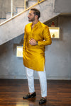 Mustard Yellow Silk Kurta Pajama