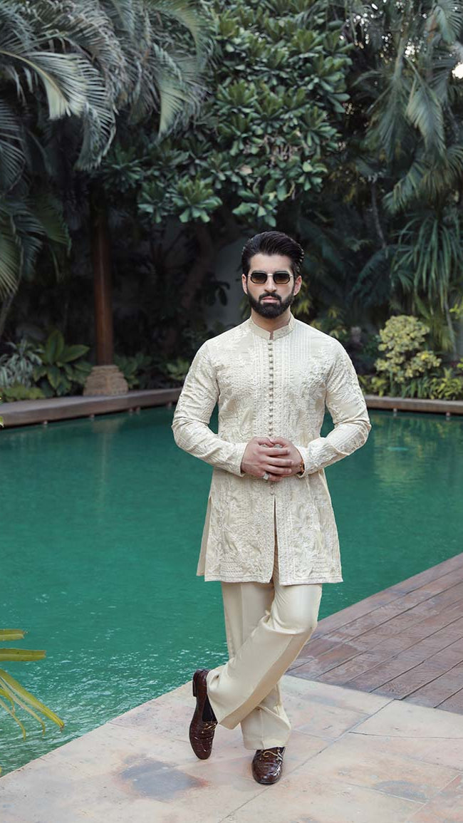 -SAAHIB- BEIGE KURTA PAJAMA