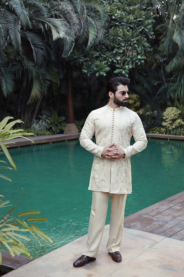 -SAAHIB- BEIGE KURTA PAJAMA