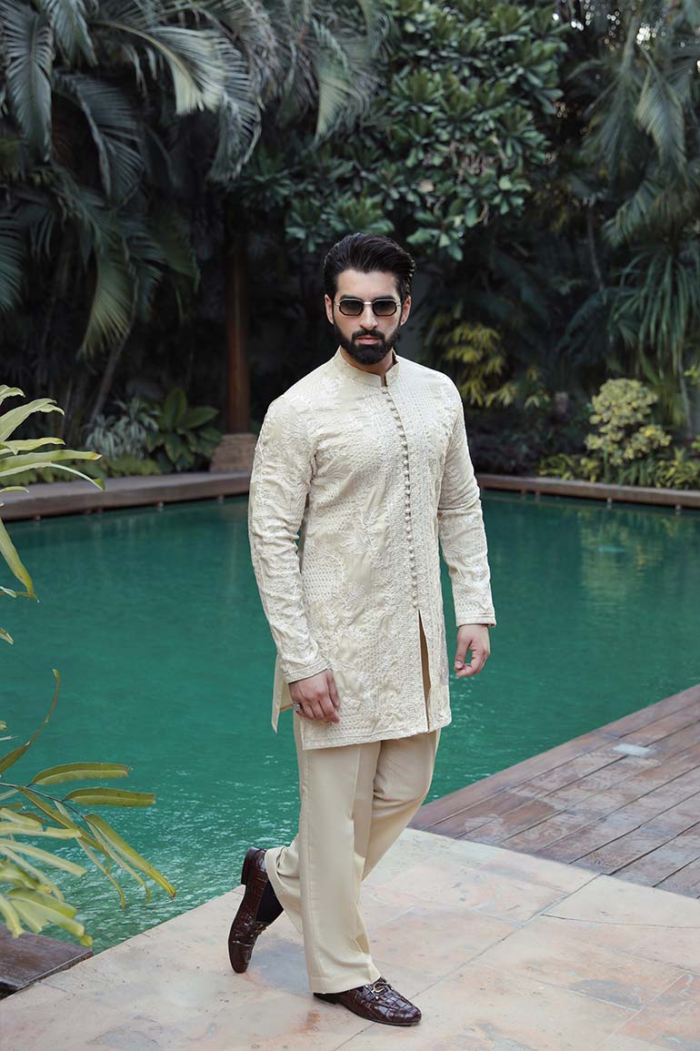 -SAAHIB- BEIGE KURTA PAJAMA