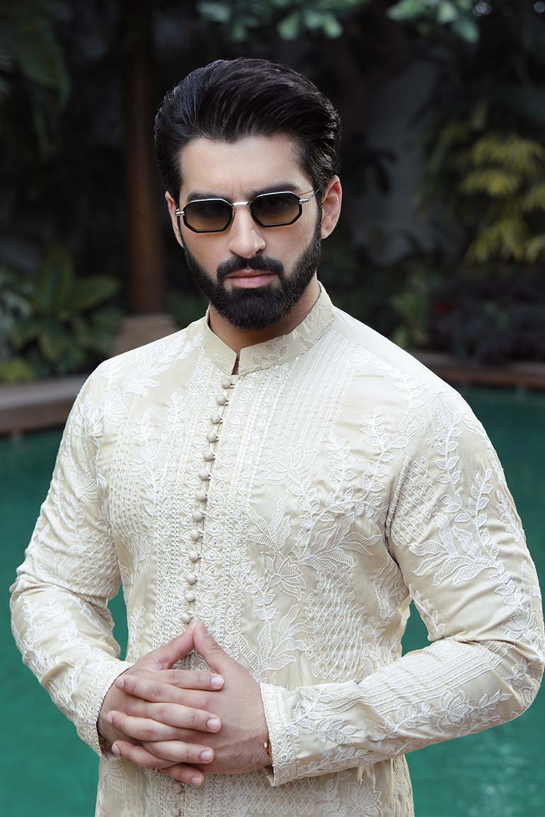 -SAAHIB- BEIGE KURTA PAJAMA