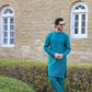 -SHAHKAAR- TEAL GREEN KURTA PAJAMA