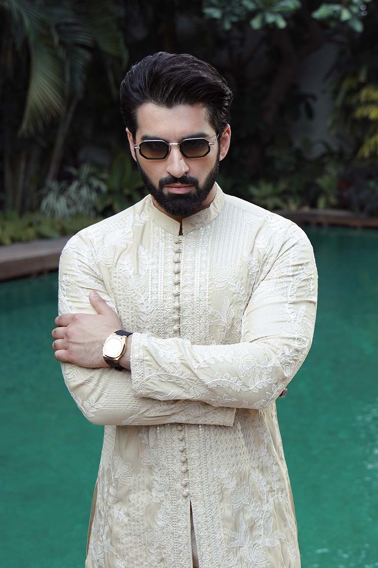 -SAAHIB- BEIGE KURTA PAJAMA