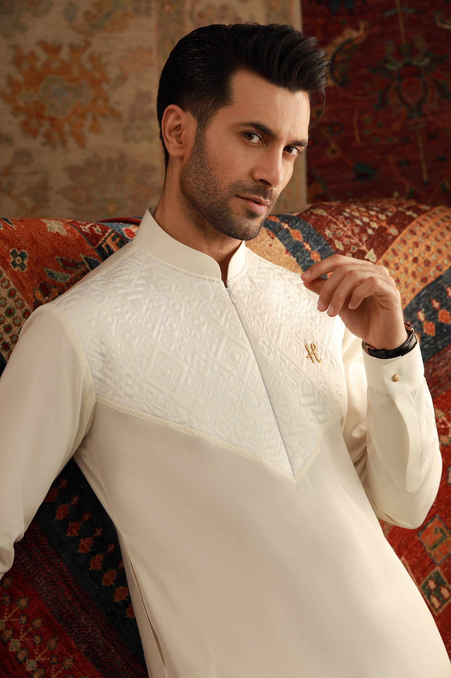 OFF WHITE FOAM KURTA PAJAMA