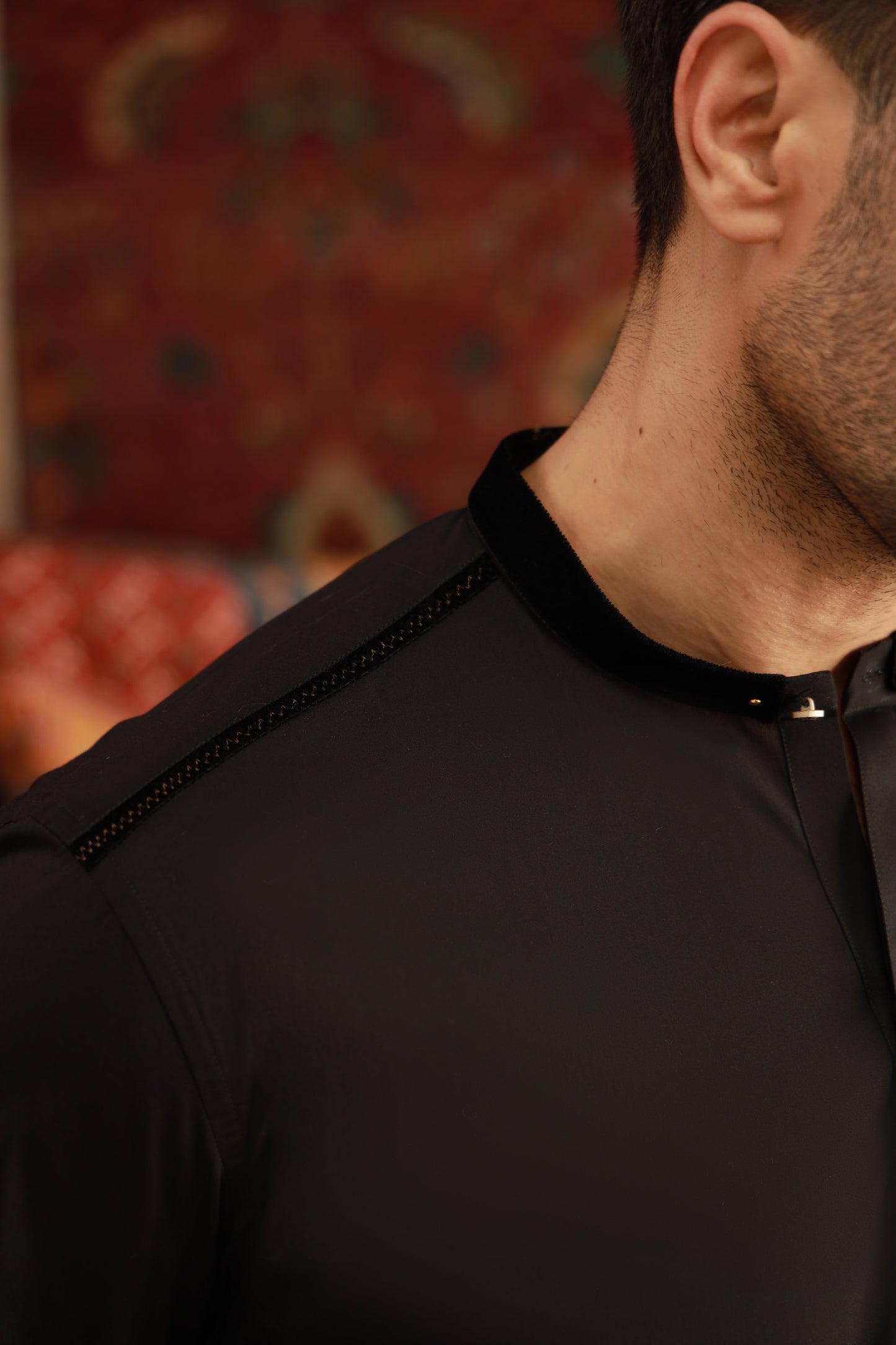 BLACK STRETCHABLE KURTA PAJAMA