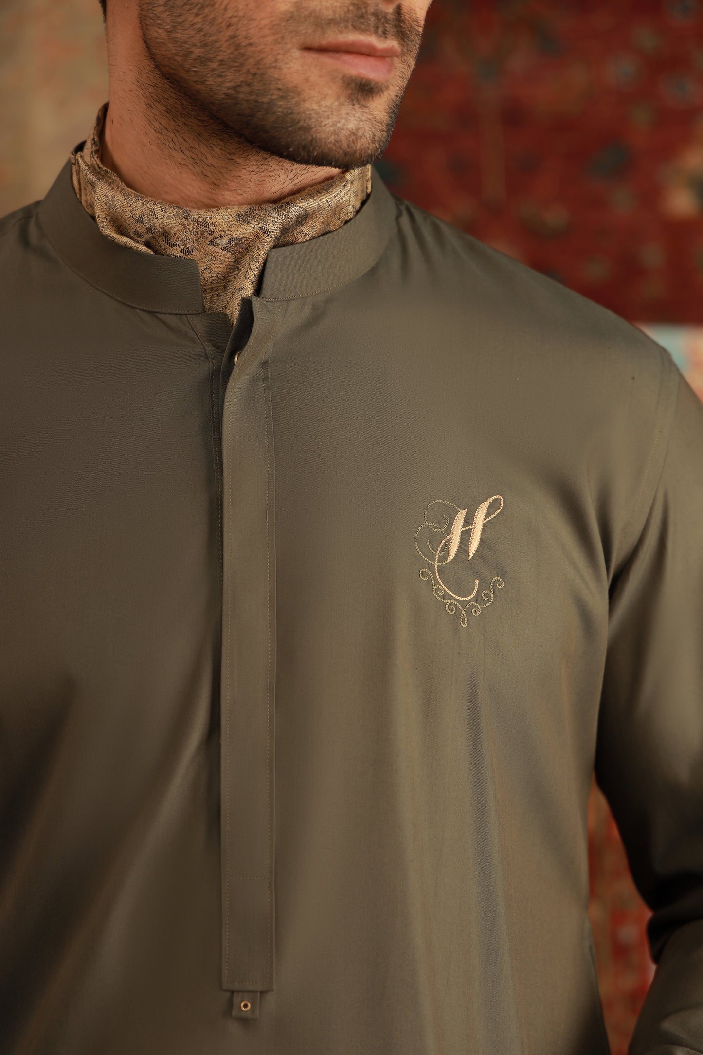 OLIVE GREEN WASH N WEAR SHALWAR QAMEEZ