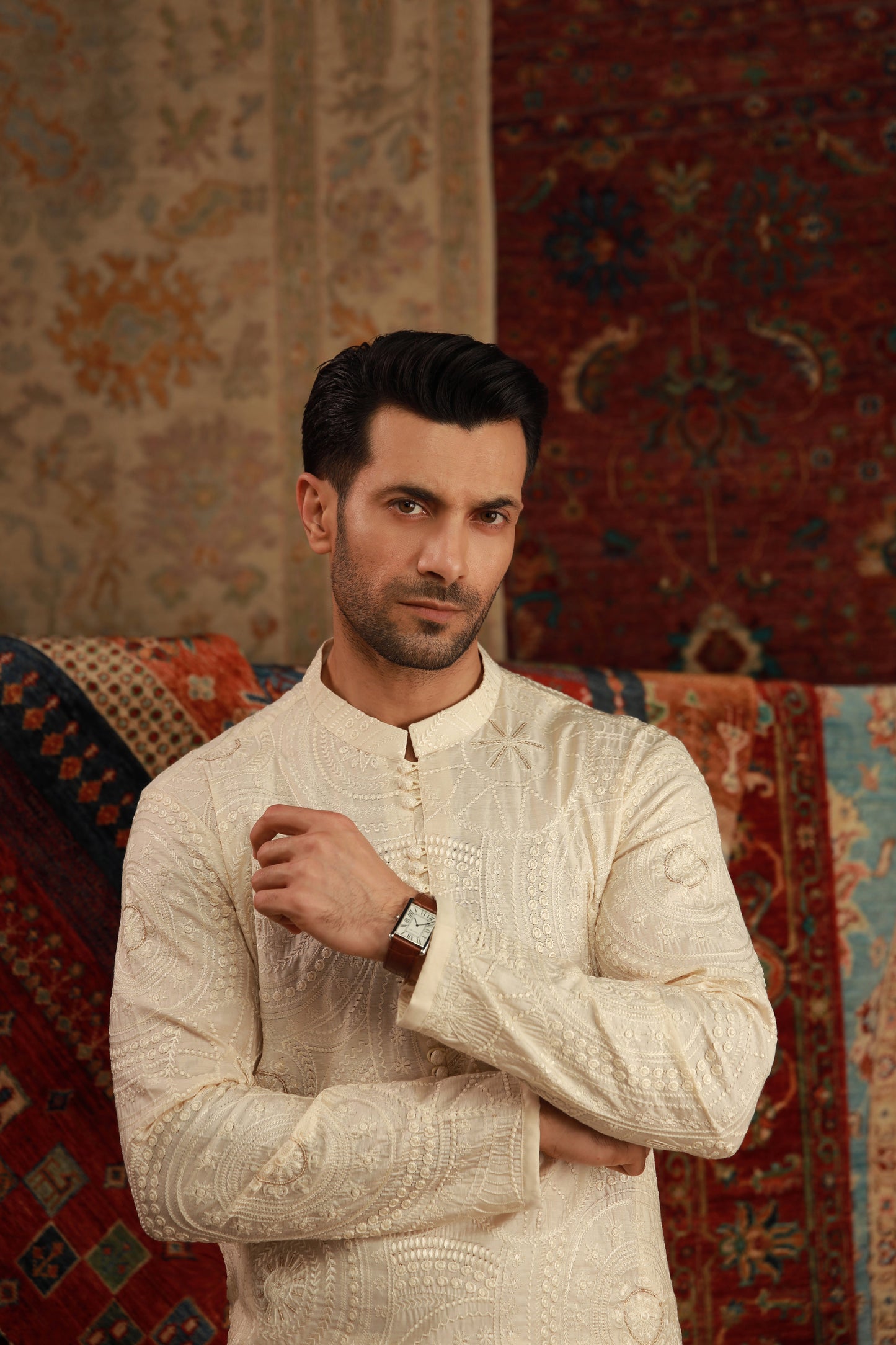 -SHAHKAAR- BEIGE KURTA PAJAMA