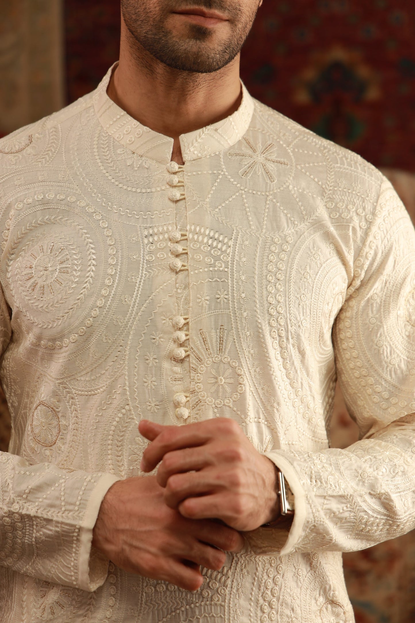 -SHAHKAAR- BEIGE KURTA PAJAMA