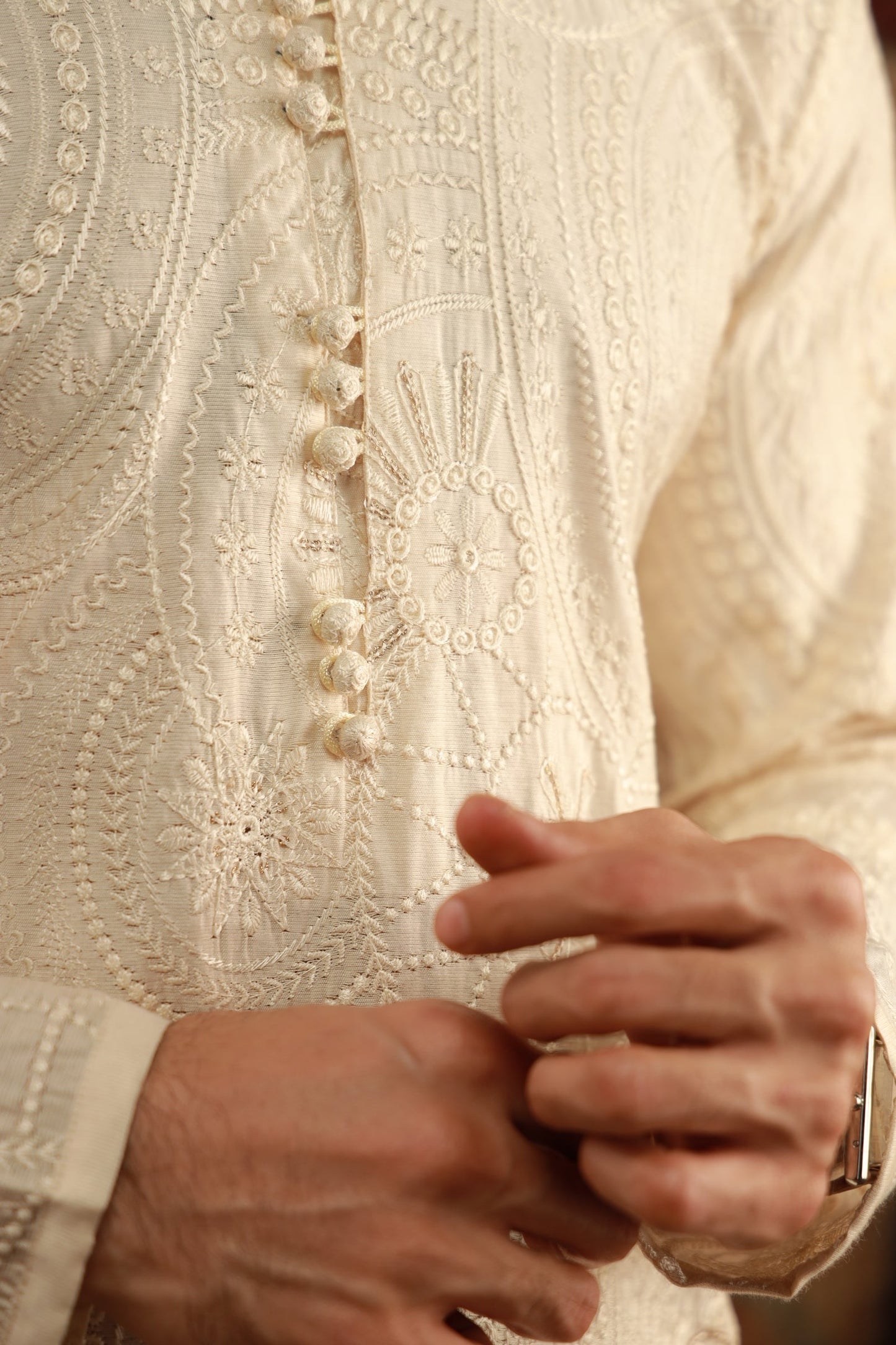 -SHAHKAAR- BEIGE KURTA PAJAMA