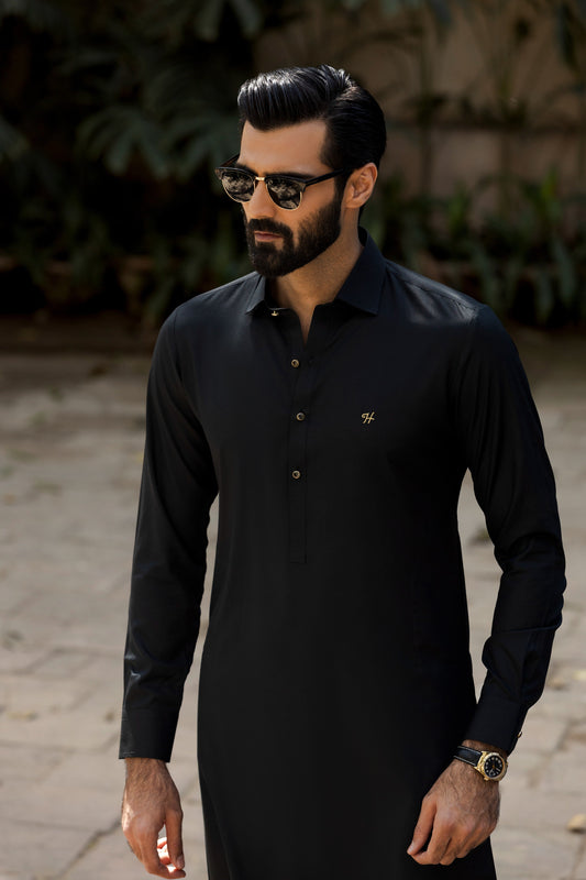 black wash n wear shalwar kameez