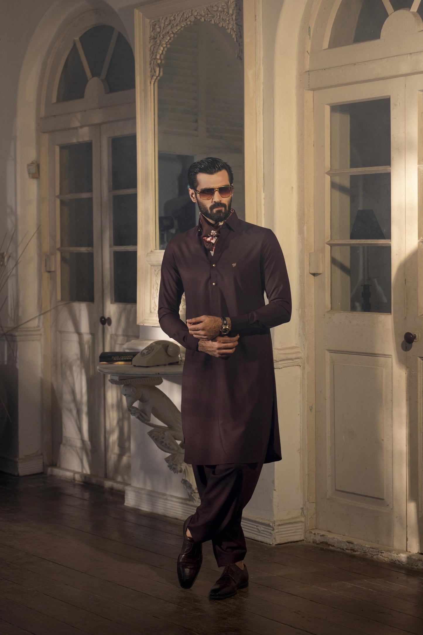 Burgundy wash n wear SHALWAR  KAMEEZ