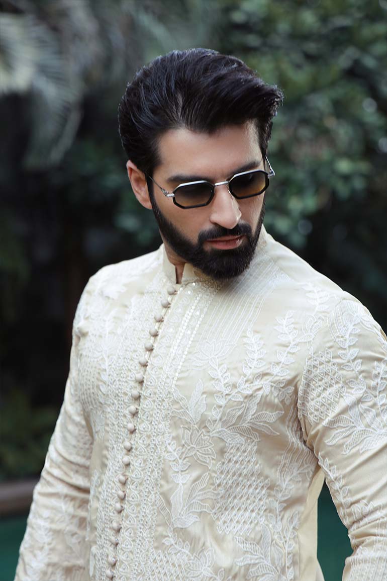 -SAAHIB- BEIGE KURTA PAJAMA