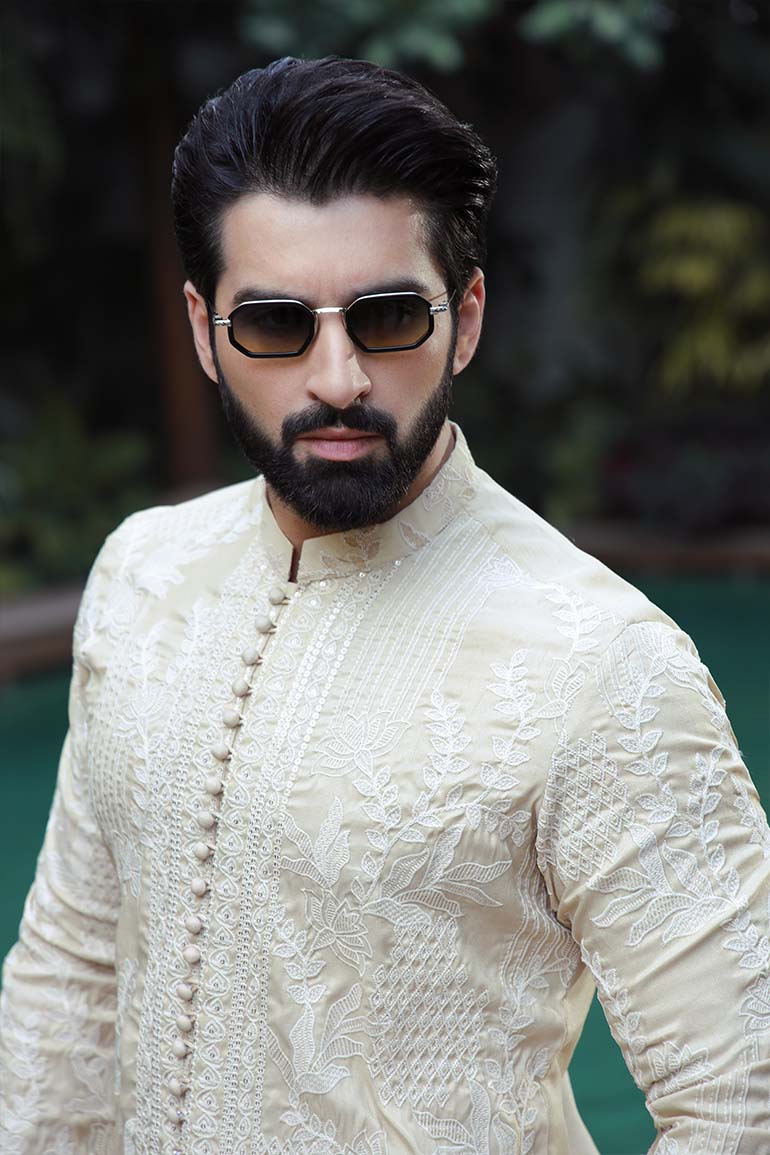 -SAAHIB- BEIGE KURTA PAJAMA