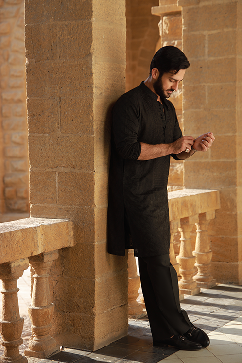 -AZAN- BLACK KURTA PAJAMA