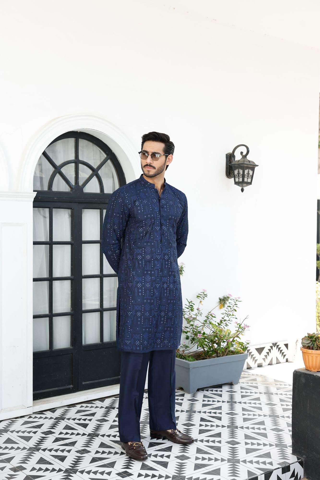 -SHAHKAAR- BLUE KURTA PAJAMA