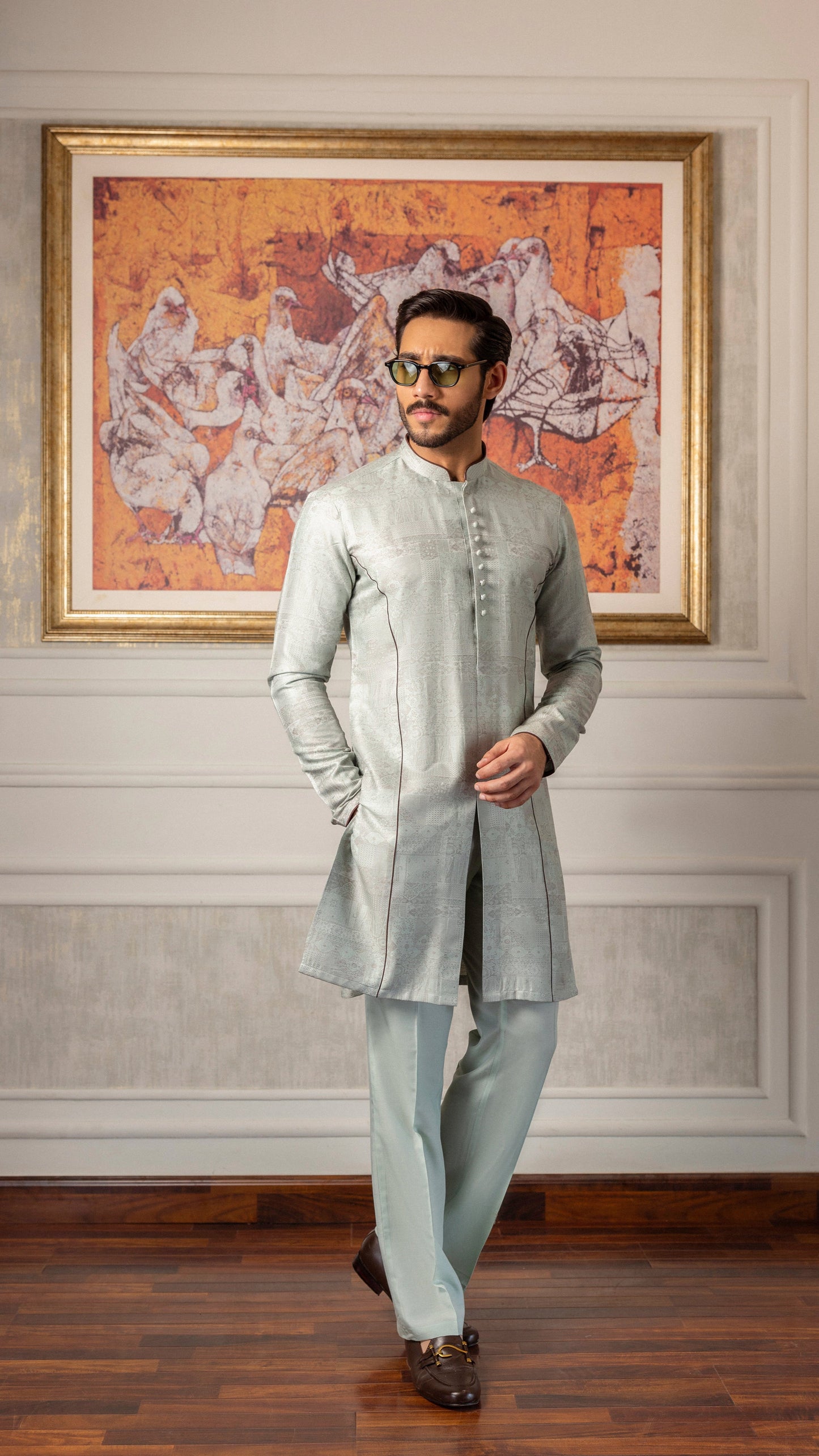 -XARTAJ- MINT GREEN KURTA PAJAMA