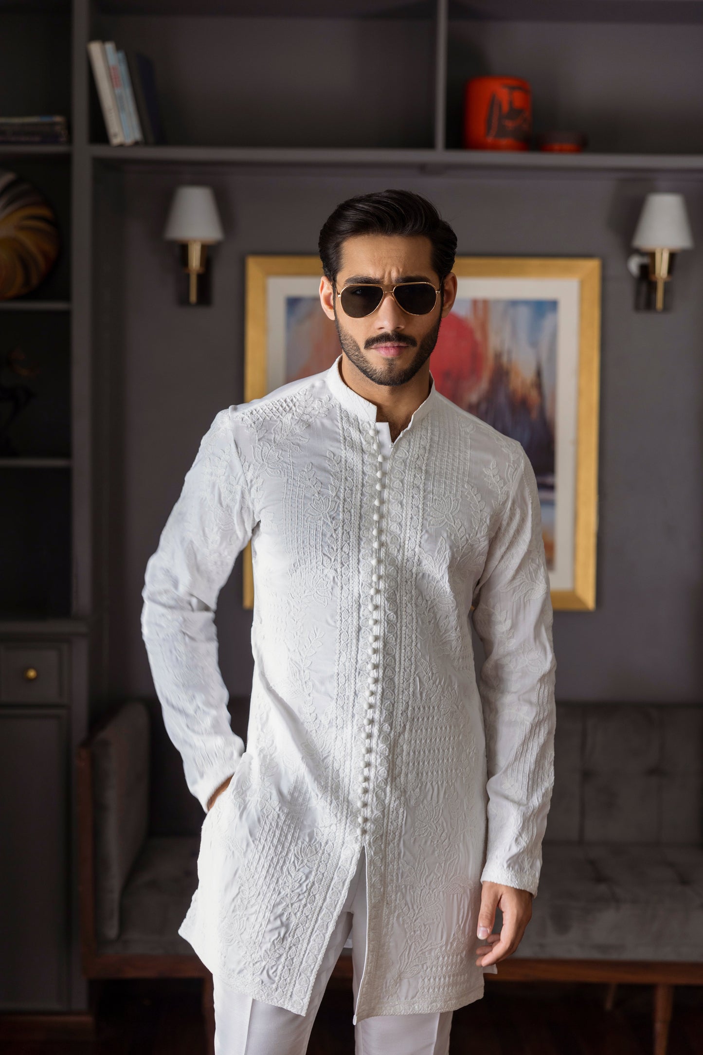 -SAAHIB- WHITE KURTA PAJAMA