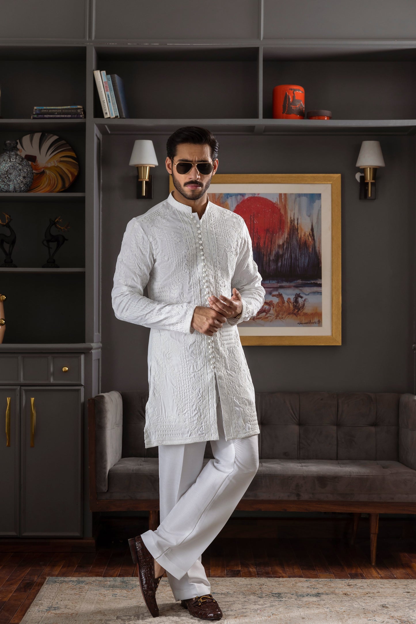 -SAAHIB- WHITE KURTA PAJAMA