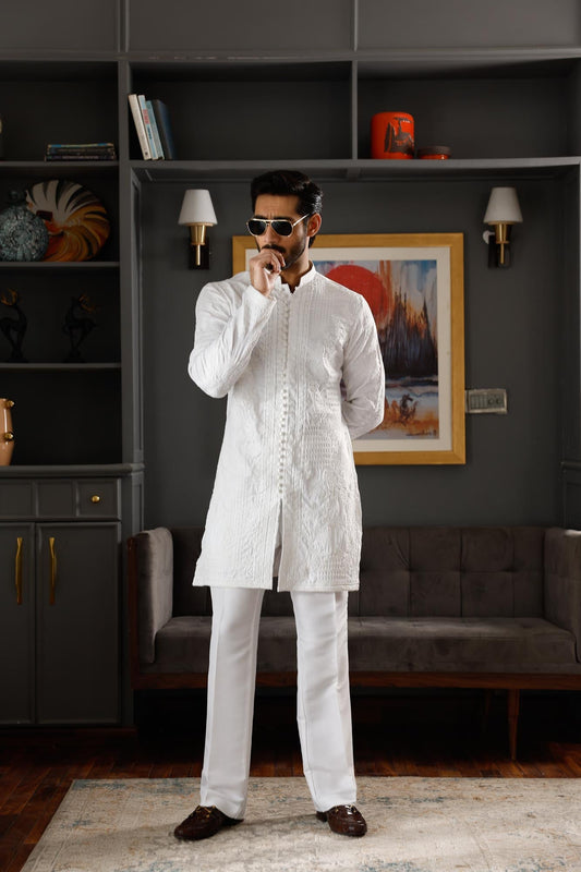 -SAAHIB- WHITE KURTA PAJAMA