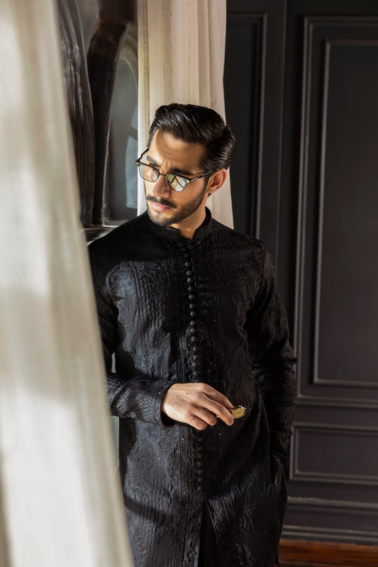 -SAAHIB- BLACK KURTA PAJAMA