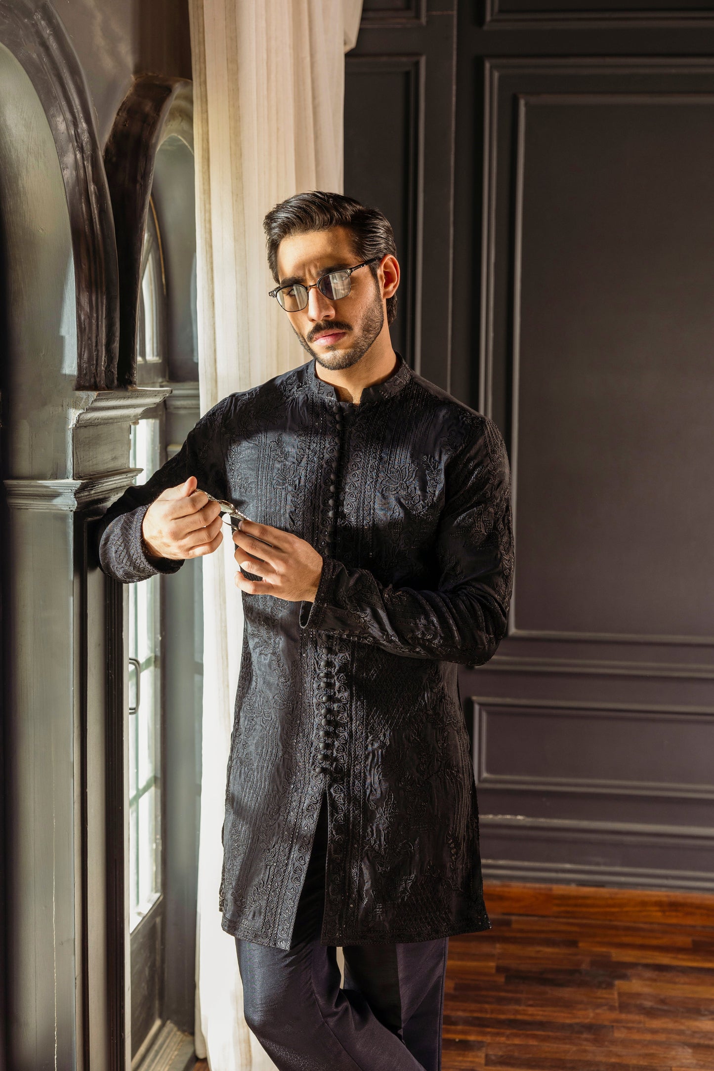 -SAAHIB- BLACK KURTA PAJAMA