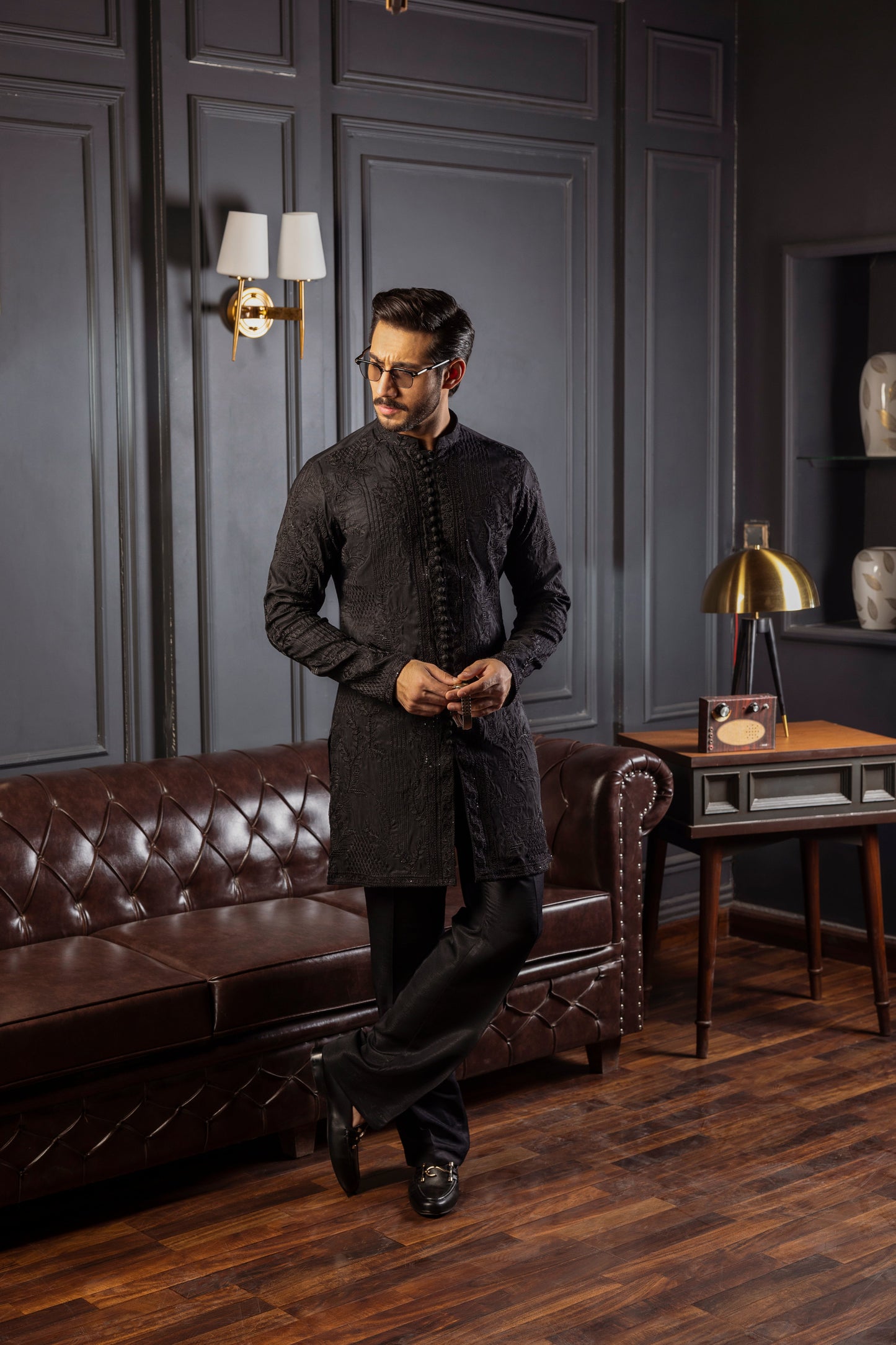 -SAAHIB- BLACK KURTA PAJAMA