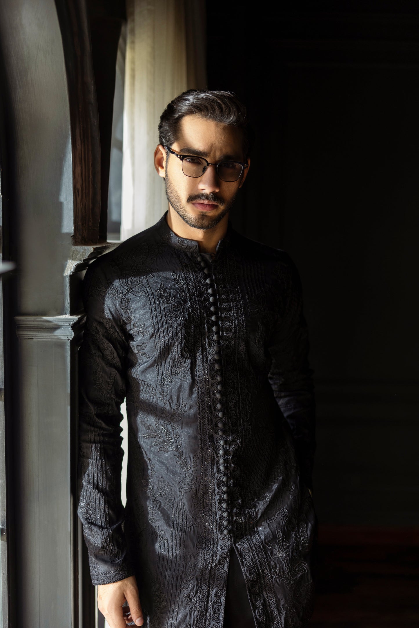 -SAAHIB- BLACK KURTA PAJAMA