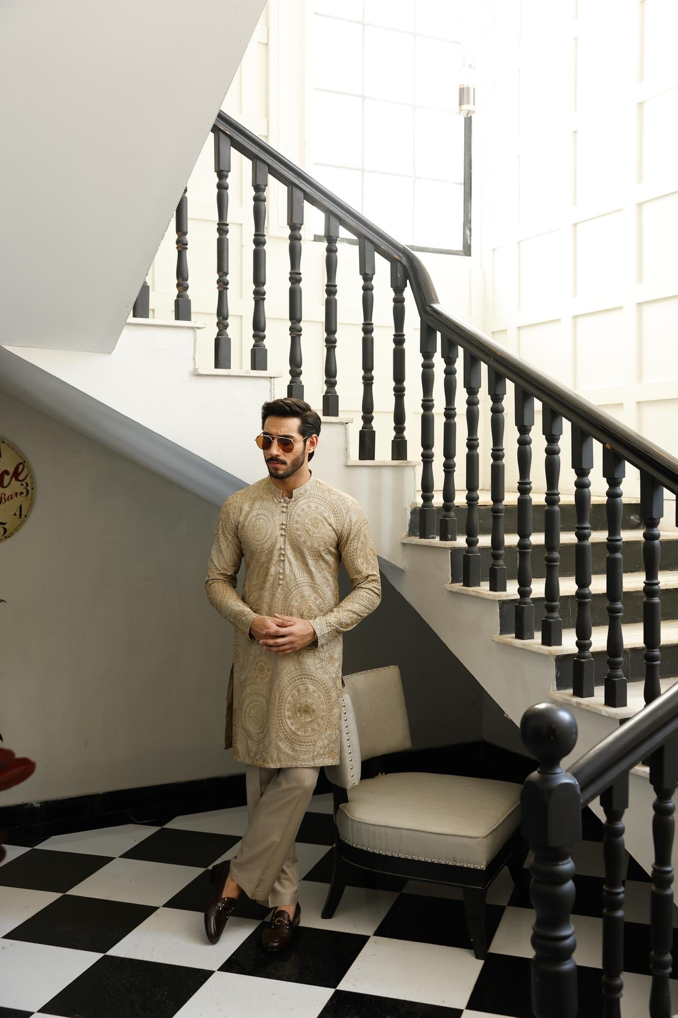 -SHAHKAAR- CHAMPAGNE KURTA PAJAMA