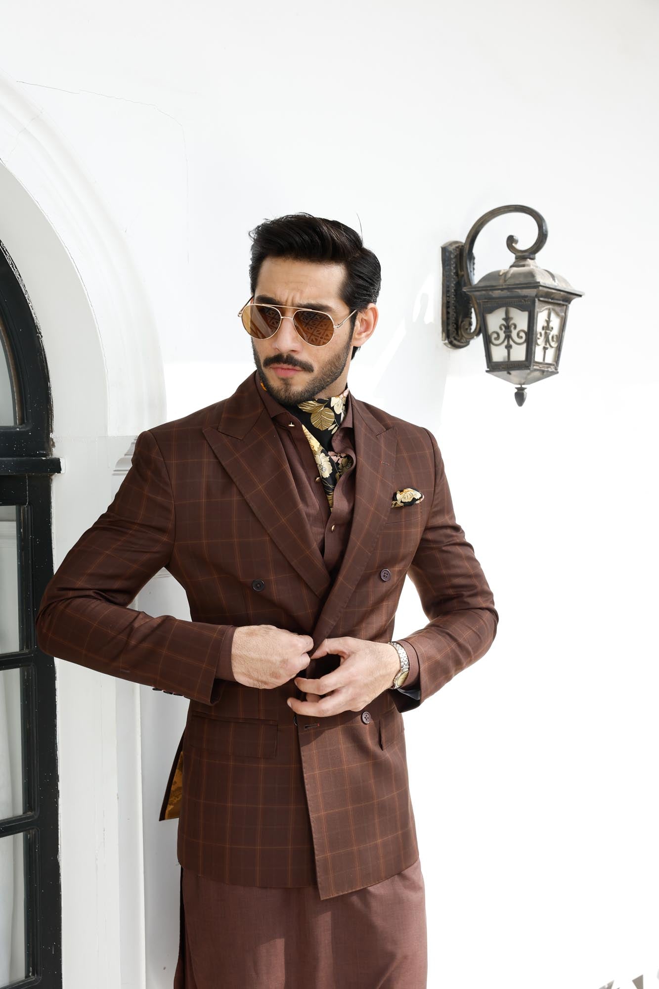 BROWN TEXTURE WASH N WEAR SHALWAR KAMEEZ