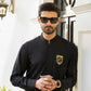 BLACK SELF TEXTURE WASH N WEAR KURTA PAJAMA