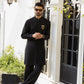 BLACK SELF TEXTURE WASH N WEAR KURTA PAJAMA