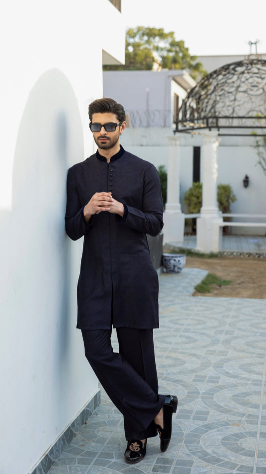 -XARTAJ- NAVY BLUE KURTA PAJAMA