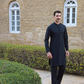 BLACK EGYPTIAN COTTON SATIN KURTA PAJAMA