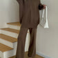 Lolo Knit Detail Suit Brown