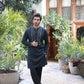 GREY HAND EMBROIDERY KURTA PAJAMA