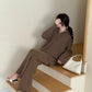 Lolo Knit Detail Suit Brown