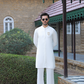 OFF WHITE SELF TEXTURE WASH N WEAR KURTA PAJAMA