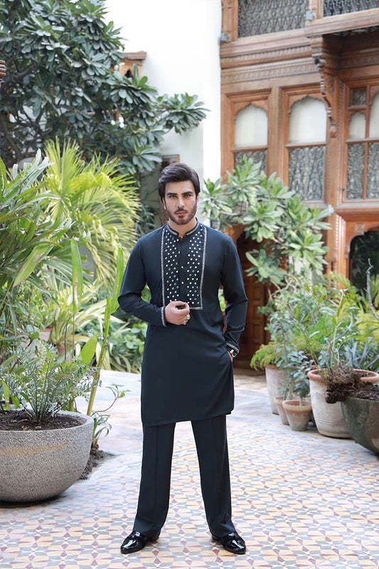 GREY HAND EMBROIDERY KURTA PAJAMA