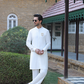 OFF WHITE SELF TEXTURE WASH N WEAR KURTA PAJAMA
