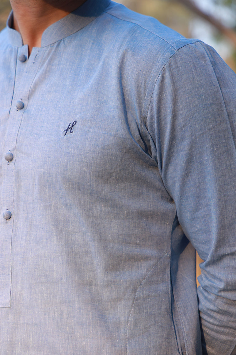 LIGHT BLUE LINEN KURTA PAJAMA