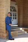 ROYAL BLUE LINEN KURTA PAJAMA
