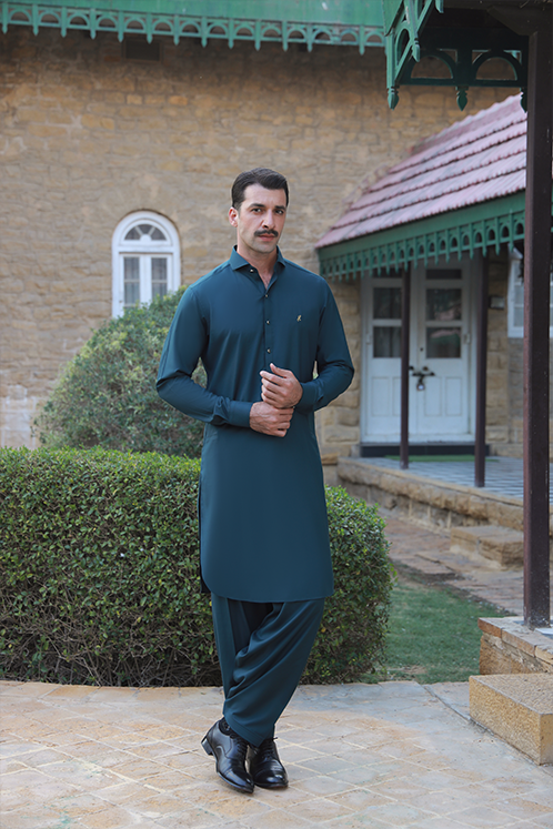 TEAL GREEN WASH N WEAR SHALWAR KAMEEZ