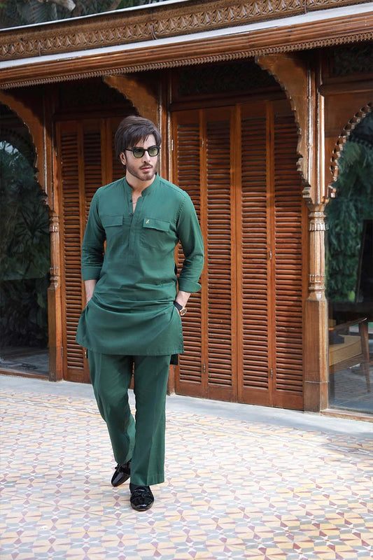 GREEN LINEN KURTA PAJAMA